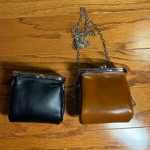 Bundle of TWO Genuine leather coin purse: one brown and one black.  NWT